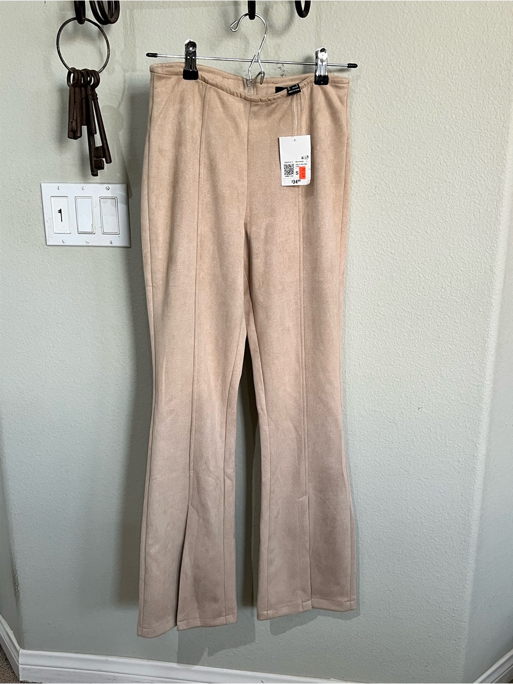 Forever 21 Light Beige faux Suede flair pants